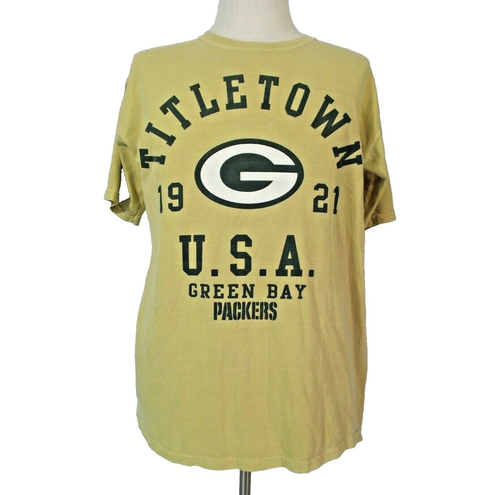 NFL Shirt Men Large Yellow Green Bay Packers Titletown USA Football Tee
